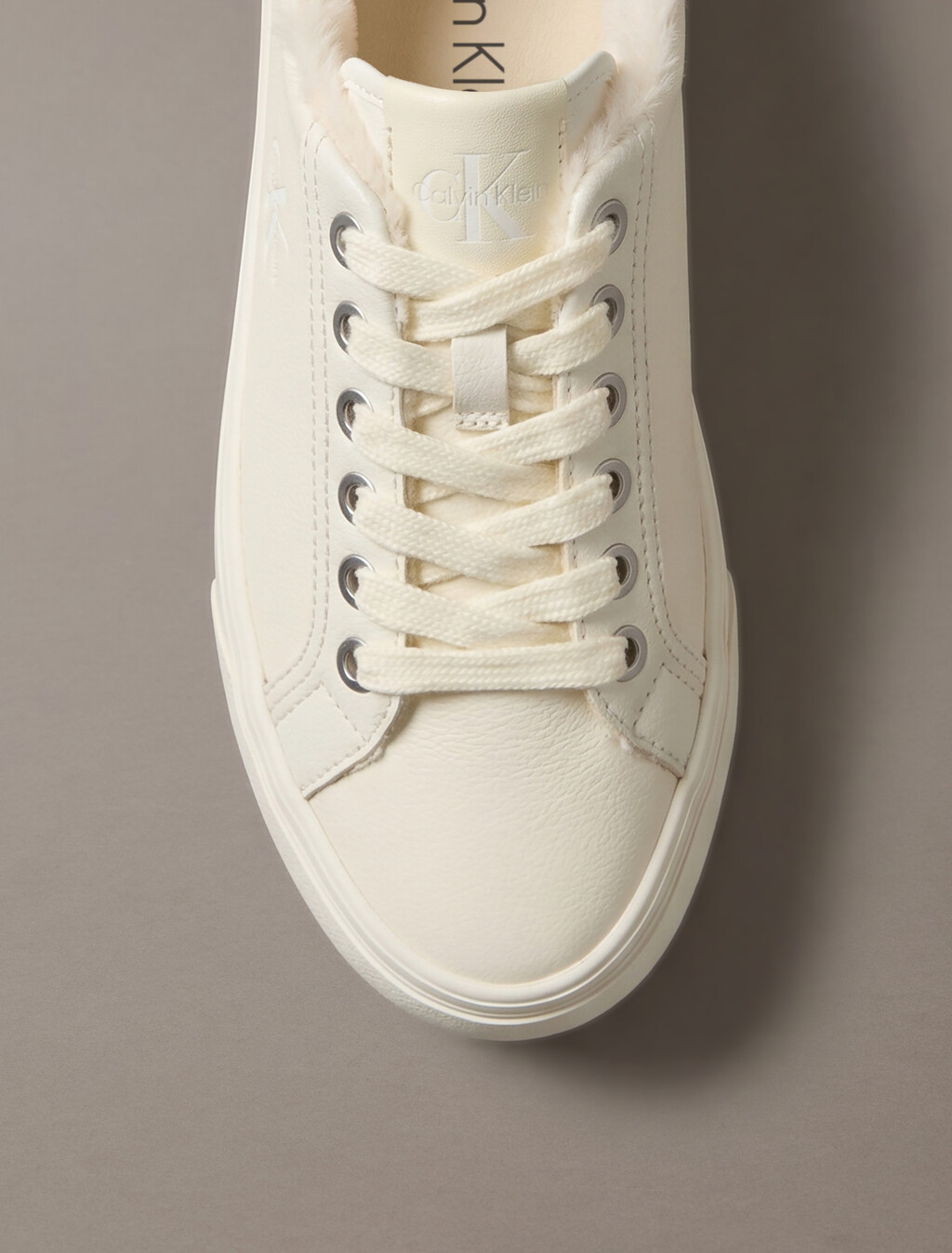 Leather Signature Platform Trainers, Marshmallow, hi-res