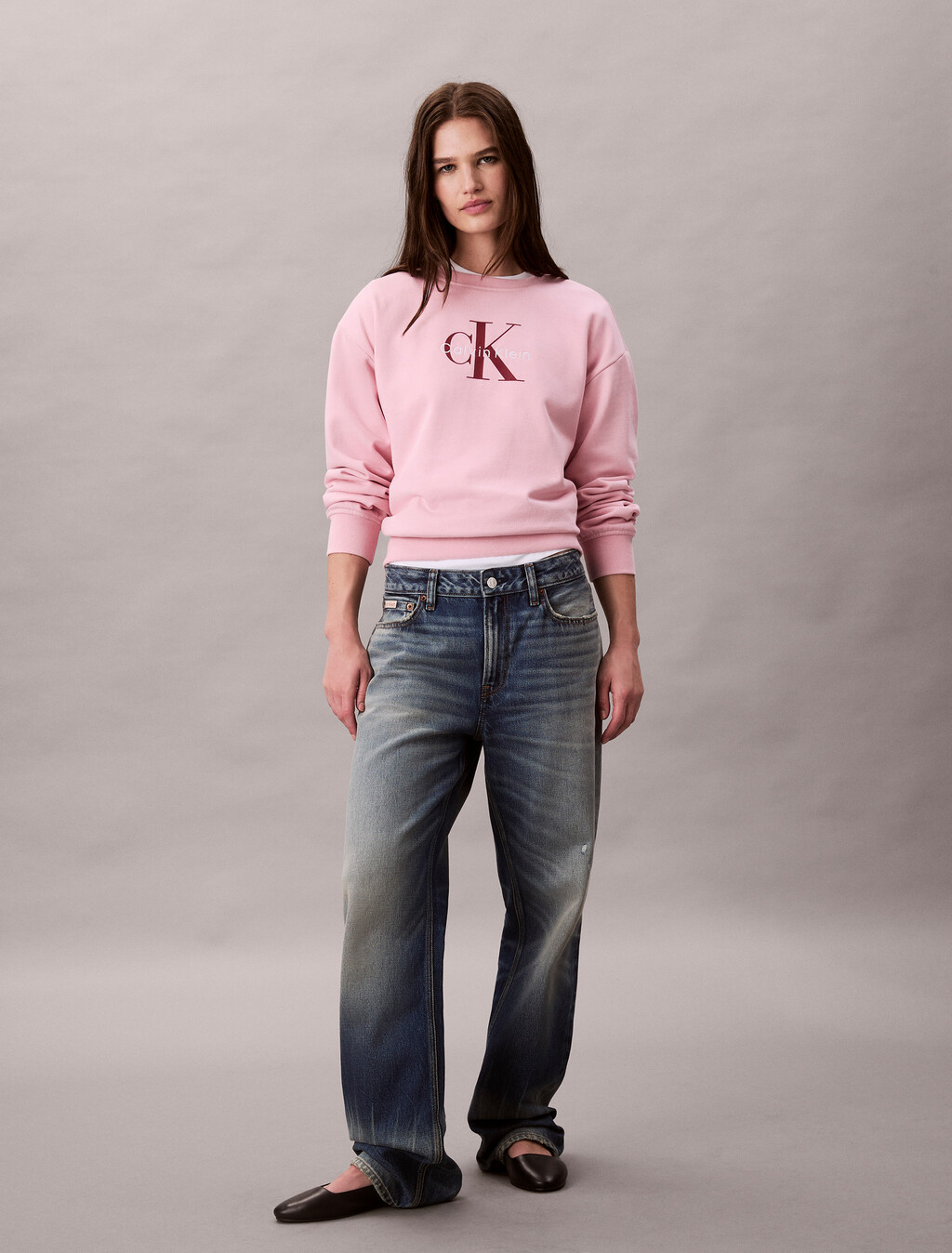 Cropped Monogram Sweatshirt, Pink Nectar, hi-res