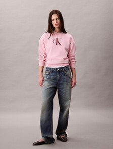 Cropped Monogram Sweatshirt, Pink Nectar, hi-res