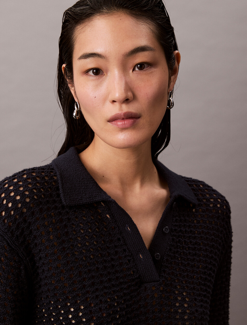 Novelty Cotton Open Stitch Sweater, Dark Sapphire, hi-res