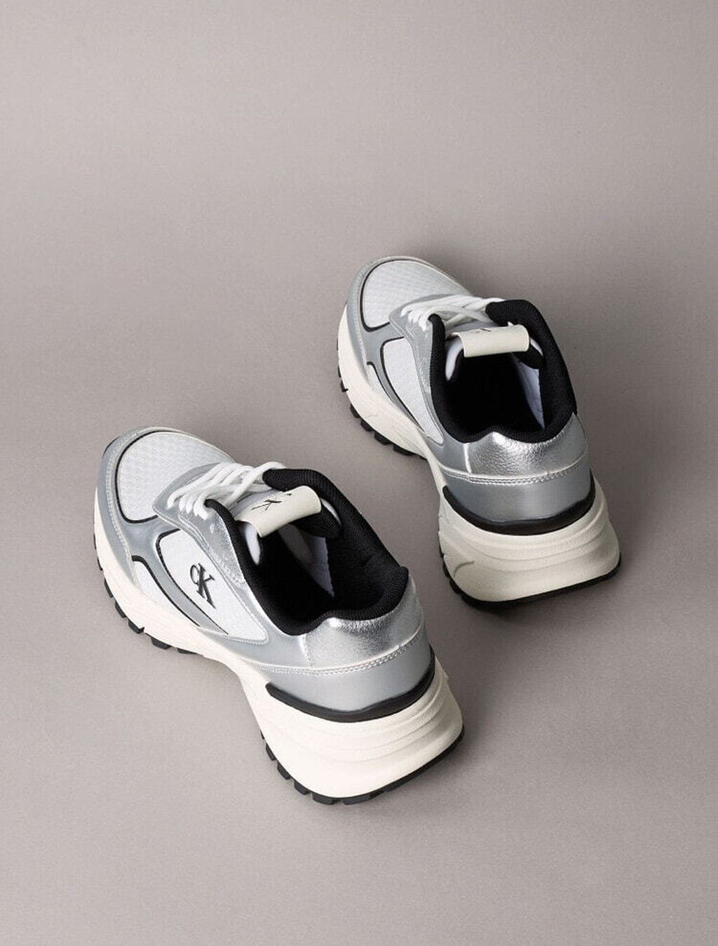 Trailblazer &mdash; Mesh Mix Runner Trainers, Silver/Black/Bright White, hi-res