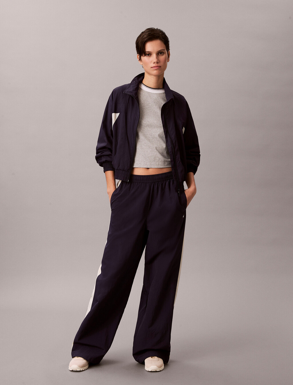 Relaxed Nylon Track Pants, Evening Blue, hi-res