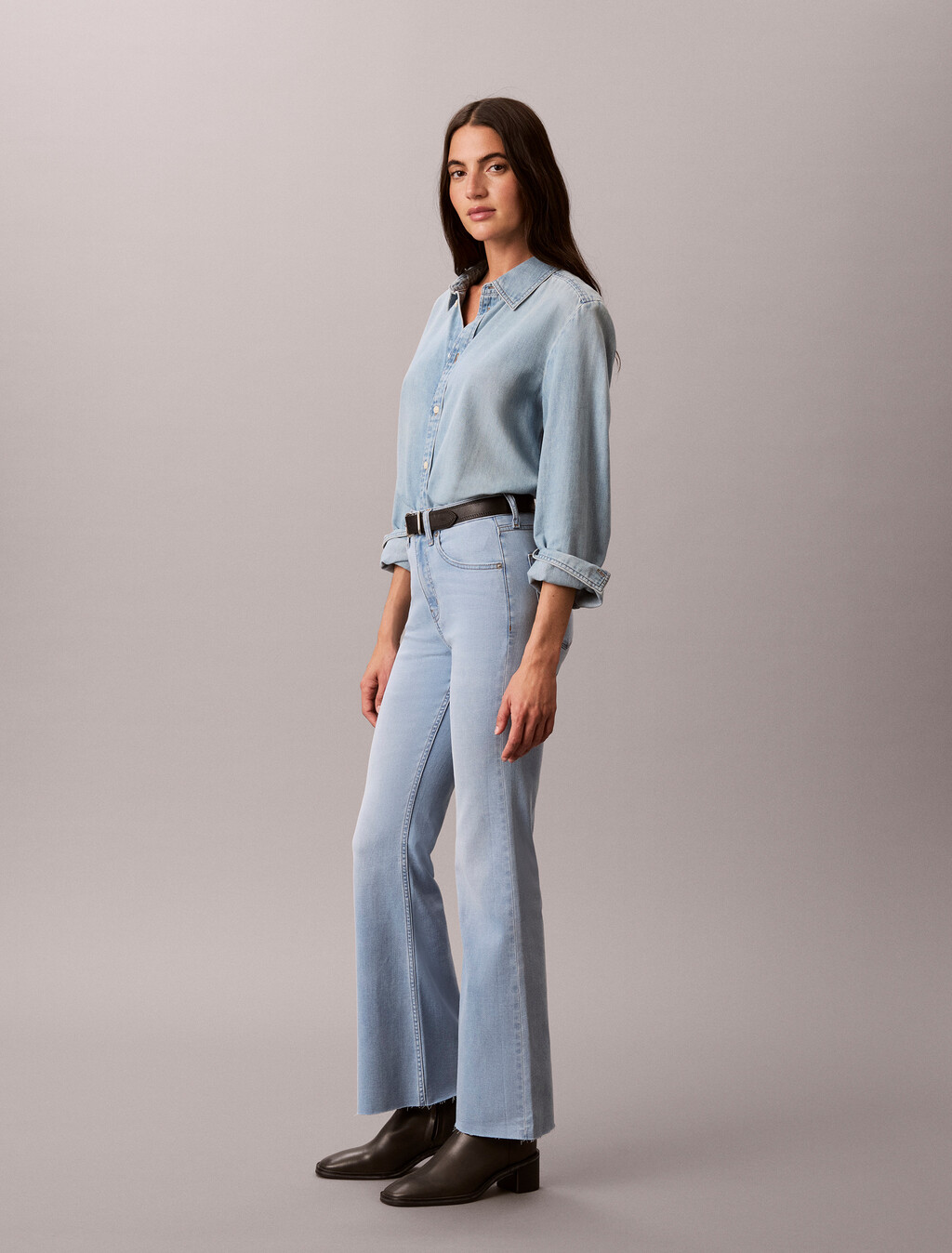 37.5 Asian Fit High Rise Flared Jeans, DENIM LIGHT A, hi-res