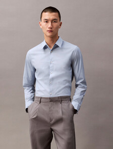 Supima Stretch Cotton Slim Button-Down Shirt, Dusty Blue, hi-res