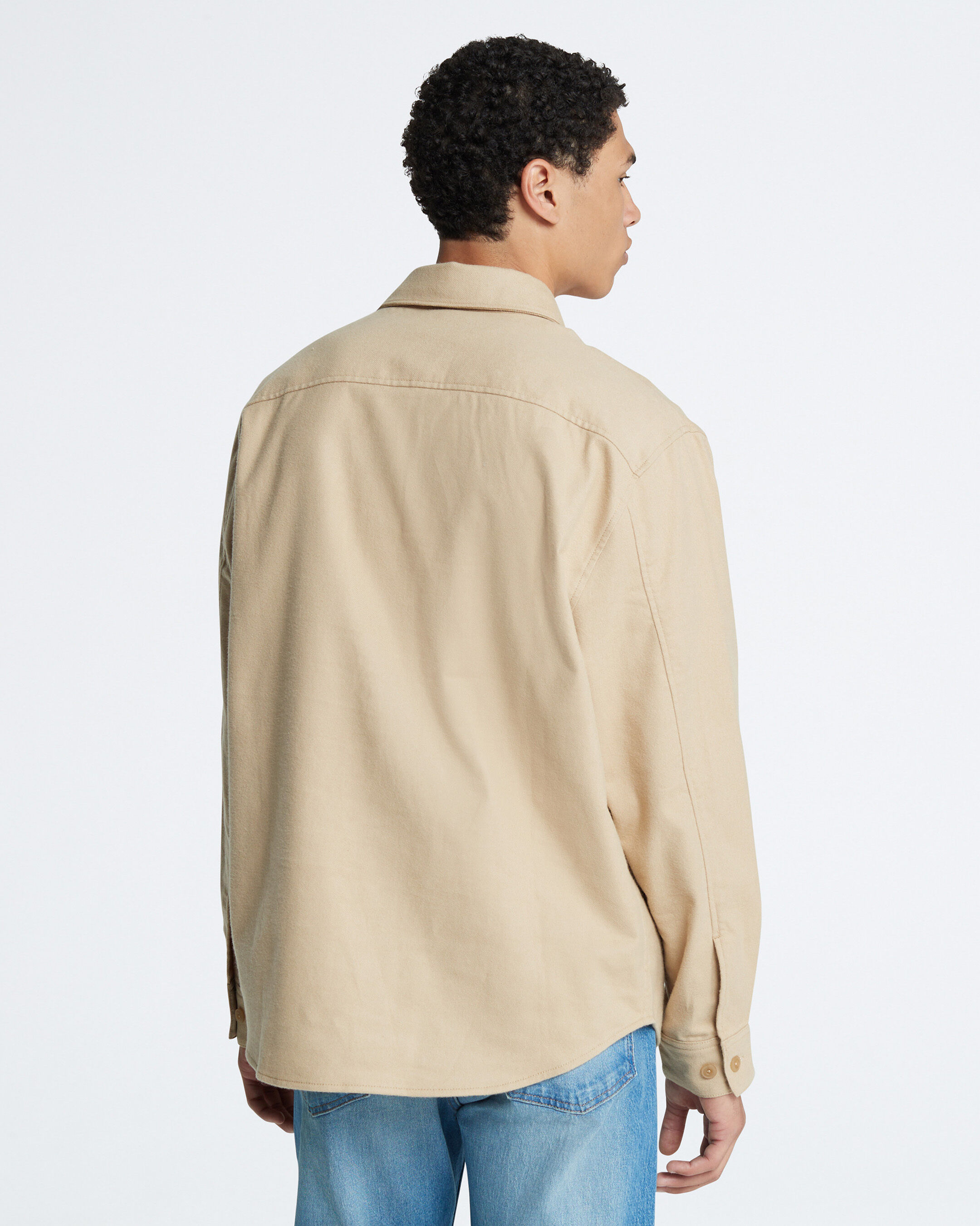 Oversized Flannel Button Down Shirt Jacket brown Calvin Klein