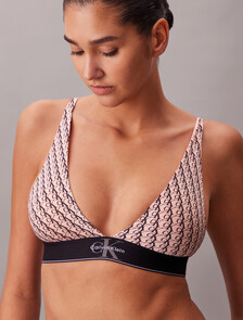 Triangle Bralette - Graphic Monogram Microfibre Stretch, MINI STEPPING LOGO BRIGHT PEACH, hi-res