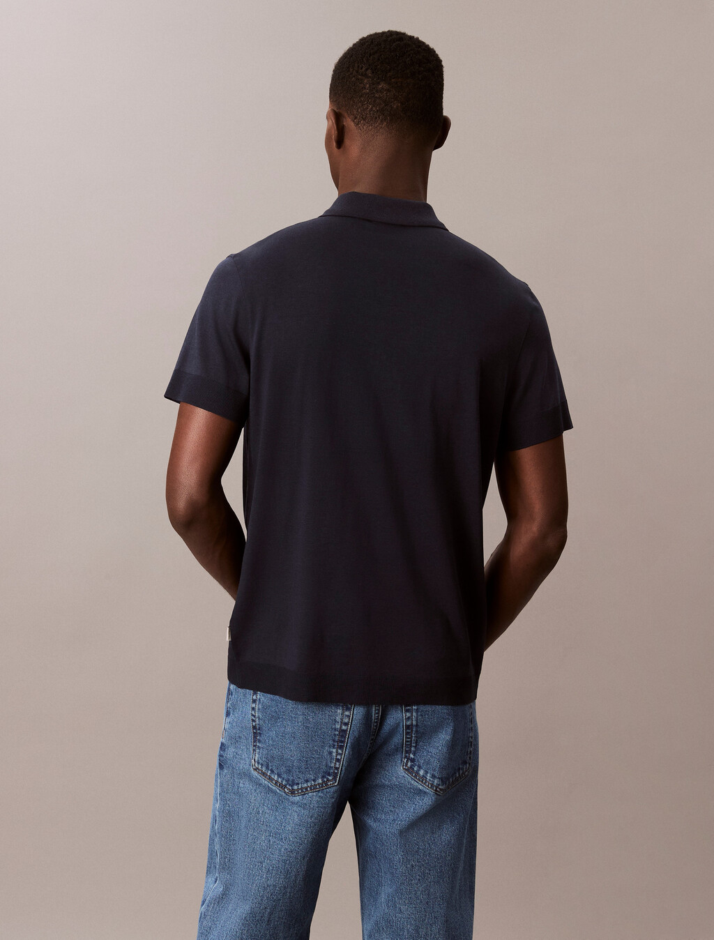 Fine Knit Lyocell Blend Polo Shirt, Dark Sapphire, hi-res