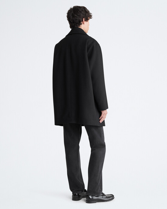 Wool Blend Double Breasted Peacoat