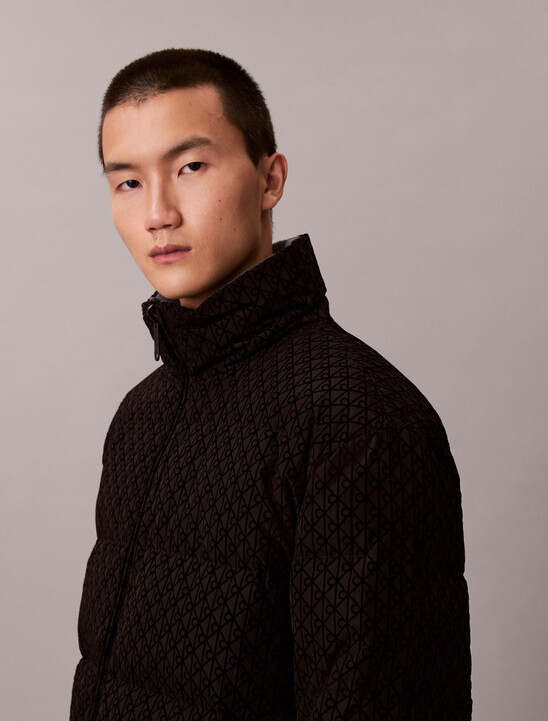 Allover Emblem Logo Reversible Puffer Jacket