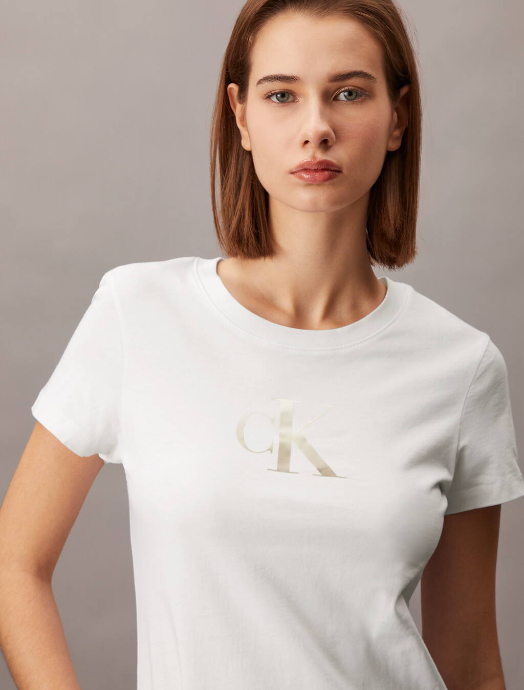 Slim Monogram T-shirt, Bright White, hi-res