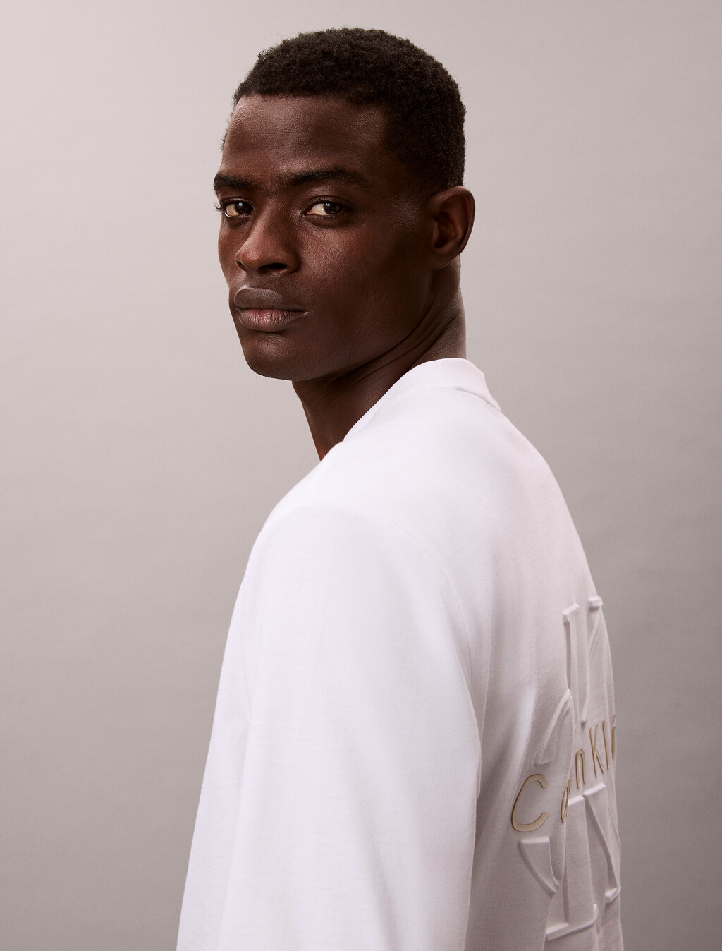 Embossed Logo Easy Fit Tee, Bright White, hi-res