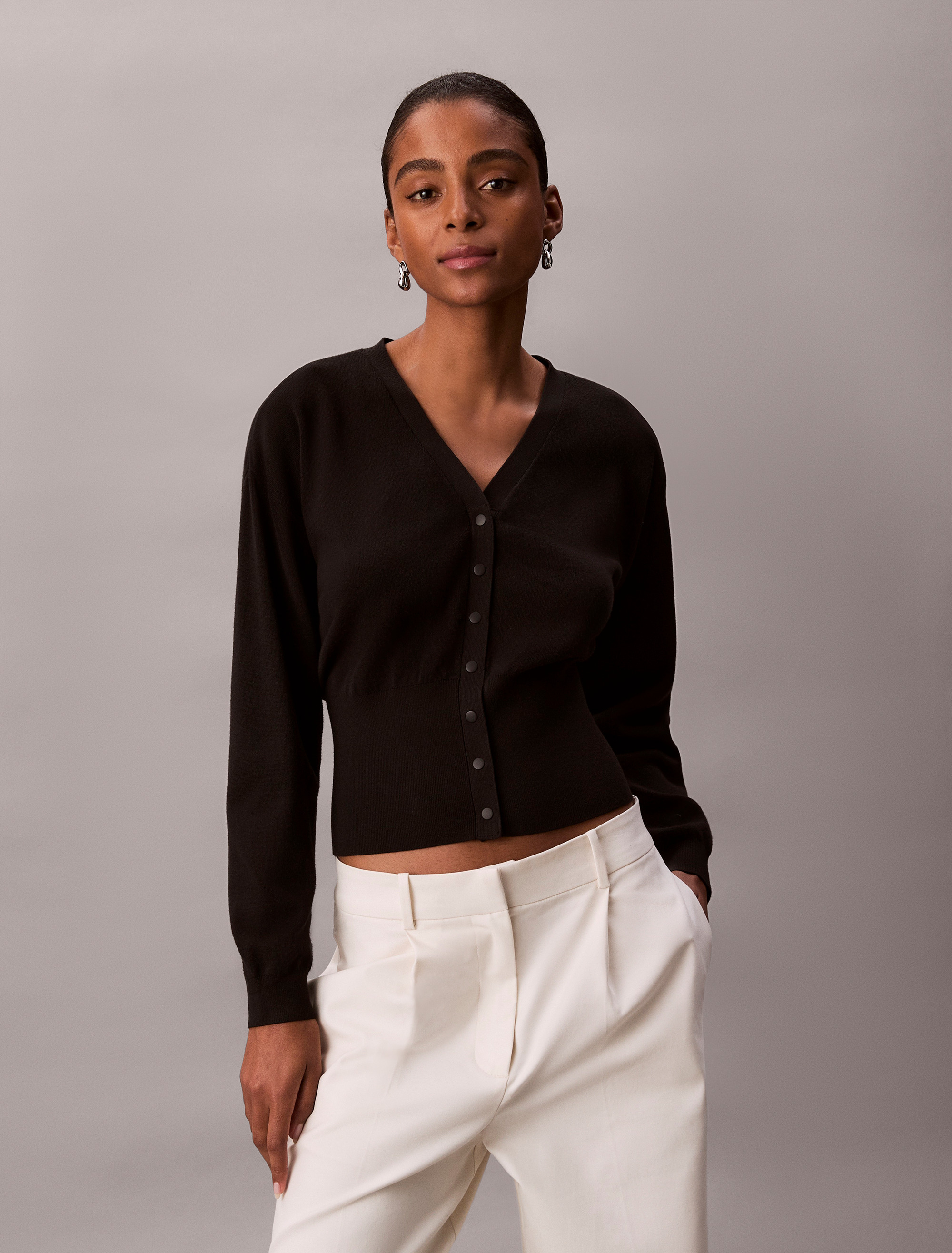 Half Milano Cardigan | black | Calvin Klein Malaysia