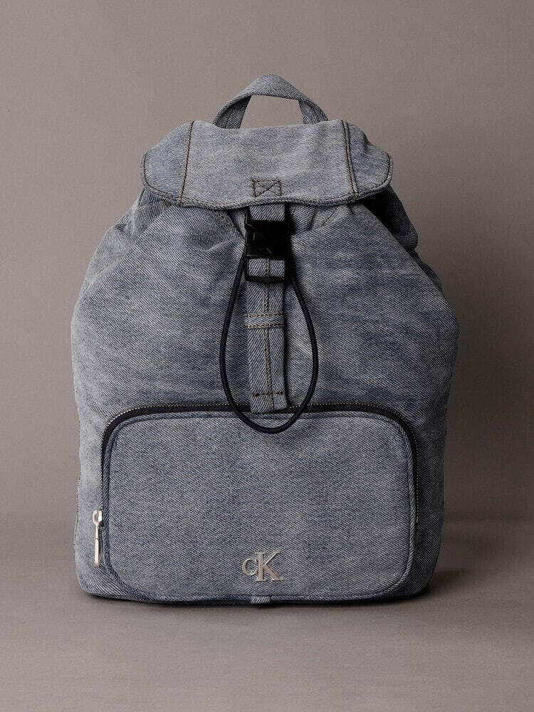 ★ ★ Women's Logo Denim Mini Flap Backpack 4F321 Denim Luna Mini Flap Backpack | blue | Calvin Klein Malaysia
