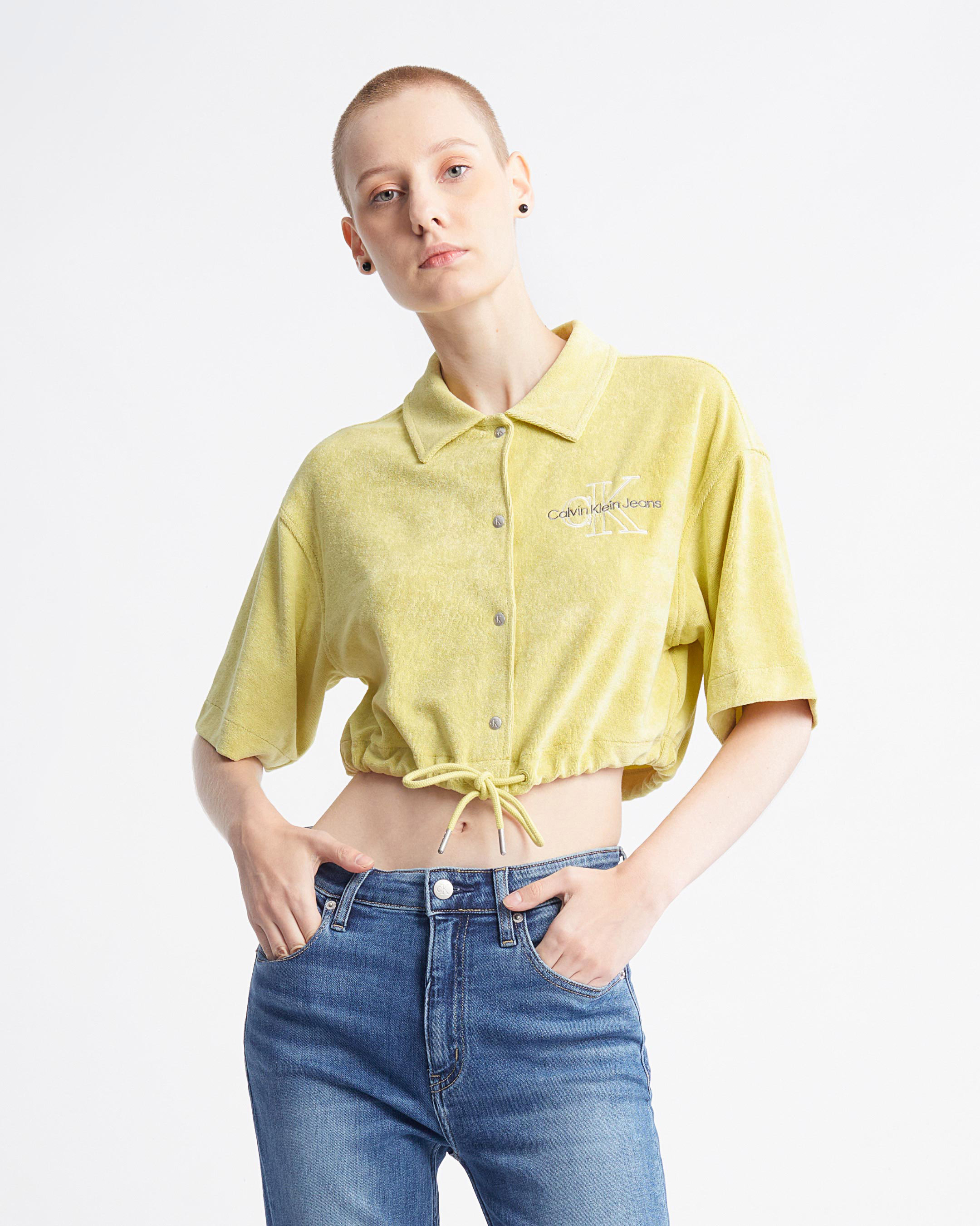 Calvin klein yellow blouse shop