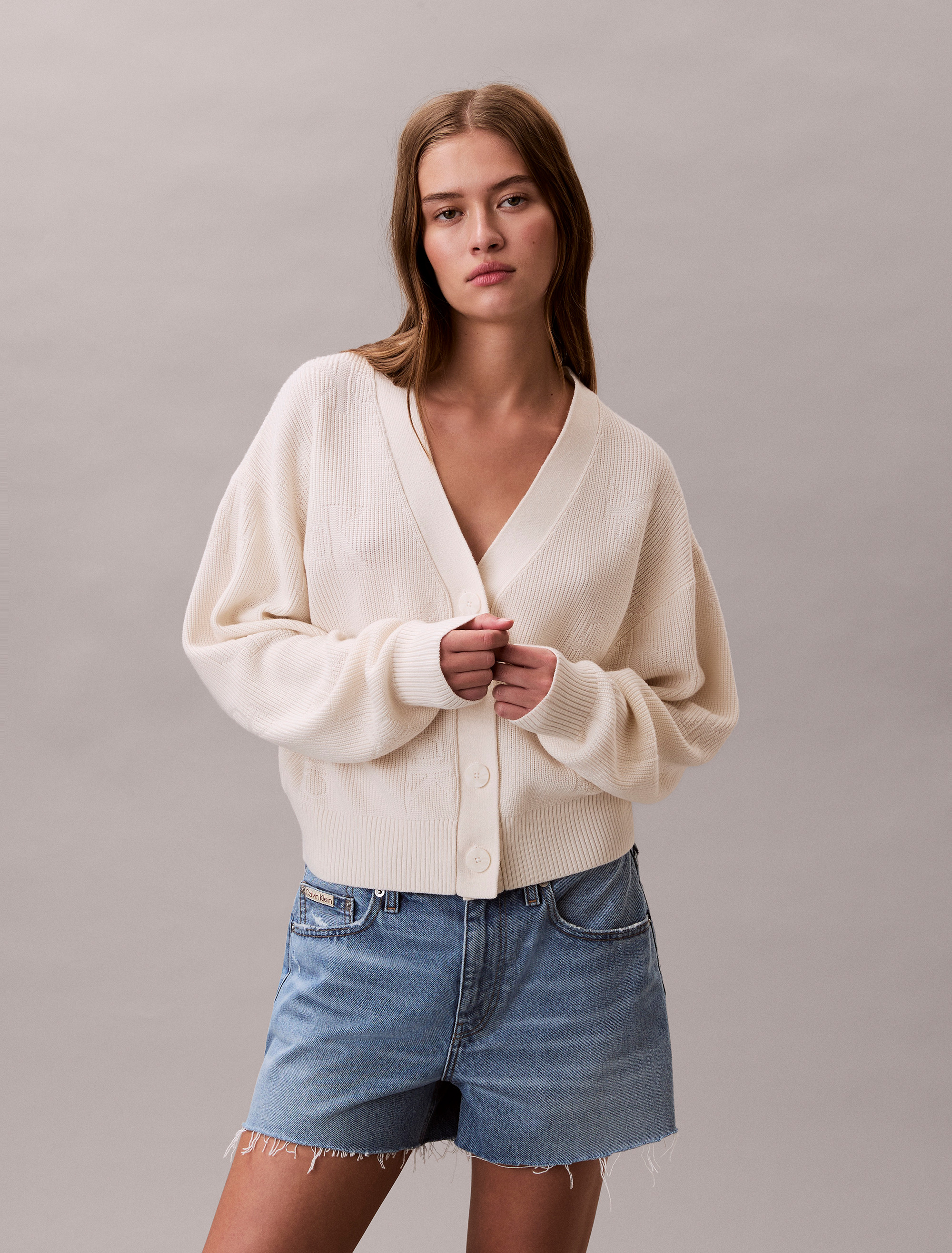 CK Emblem Knit Cardigan | natural | Calvin Klein Malaysia